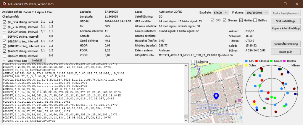 GPS Tester version 0.28 nu med karta